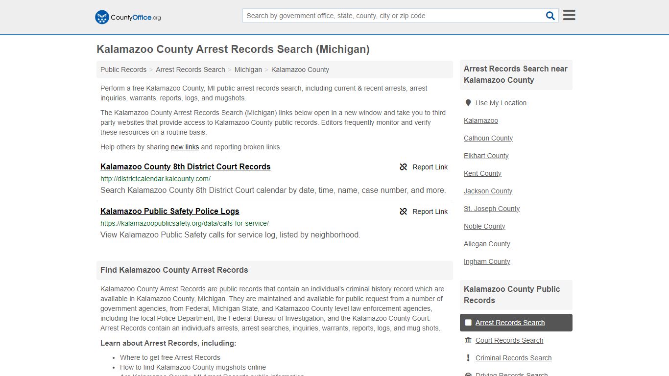 Arrest Records Search - Kalamazoo County, MI (Arrests & Mugshots)